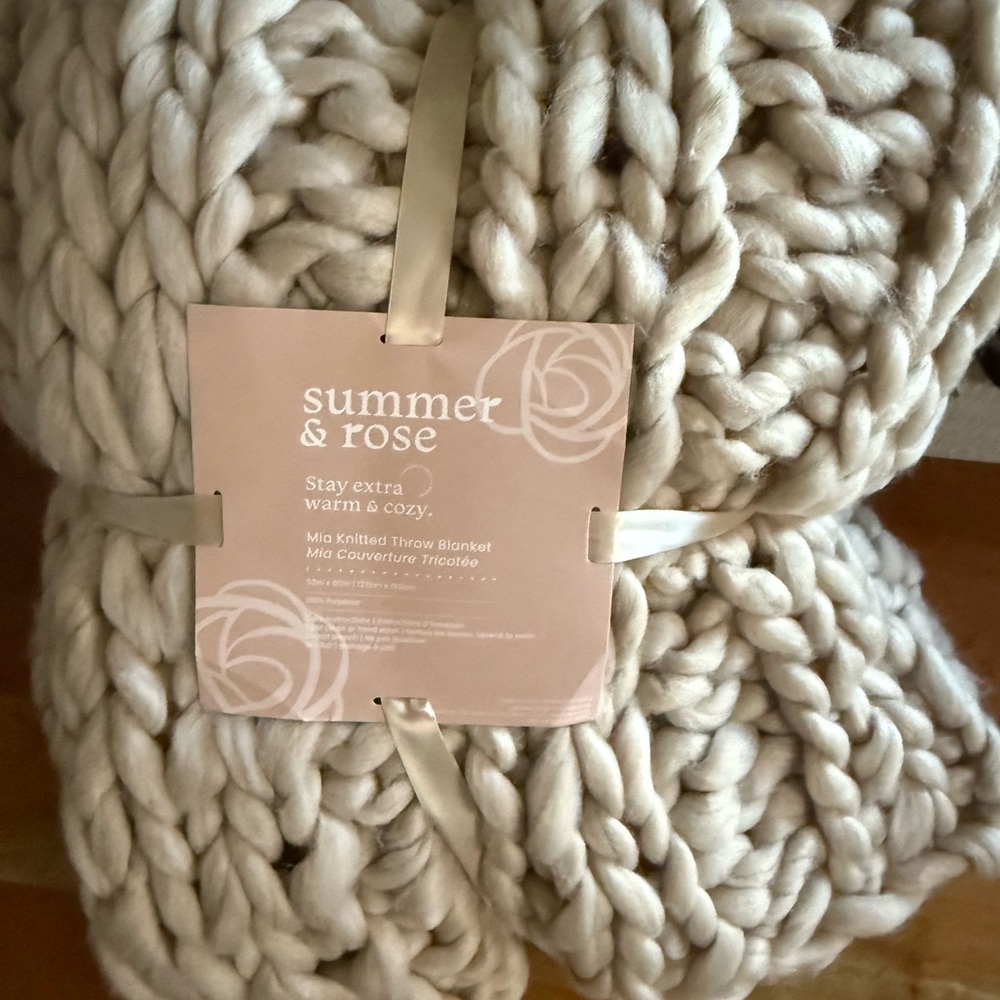 Summer & Rose Plush Knit Throw in Cream